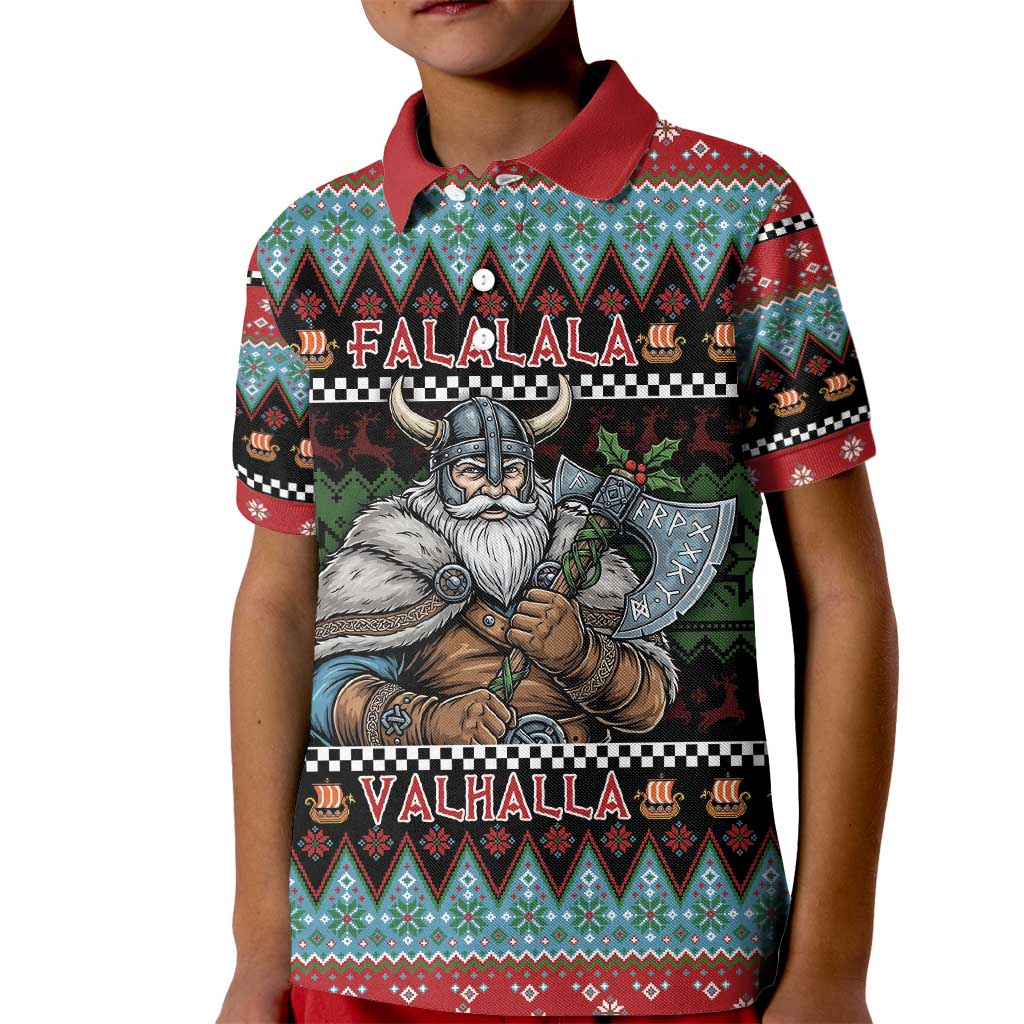 Vikings Christmas Kid Polo Shirt Warrior Santa - Wonder Print Shop