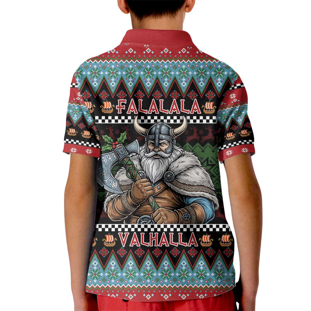 Vikings Christmas Kid Polo Shirt Warrior Santa - Wonder Print Shop