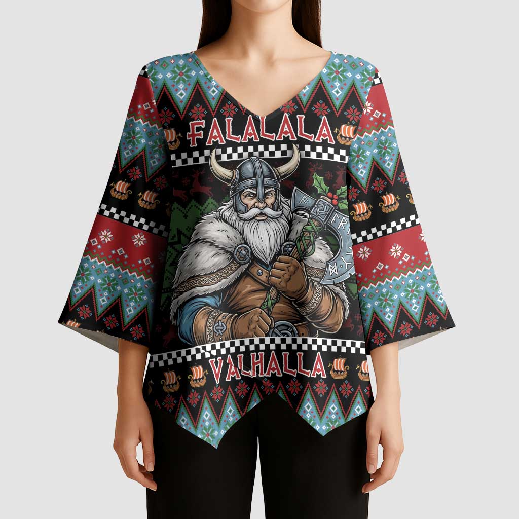 Vikings Christmas Kimono Sleeve Blouse Warrior Santa - Wonder Print Shop