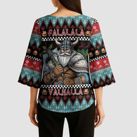 Vikings Christmas Kimono Sleeve Blouse Warrior Santa - Wonder Print Shop