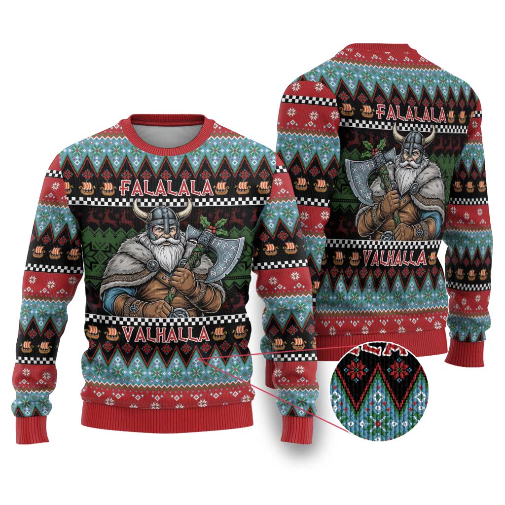 Vikings Christmas Ugly Christmas Sweater Warrior Santa - Wonder Print Shop