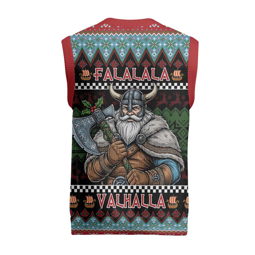 Vikings Christmas Knitted V-Neck Vest Warrior Santa - Wonder Print Shop
