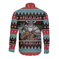 Vikings Christmas Long Sleeve Button Shirt Warrior Santa - Wonder Print Shop