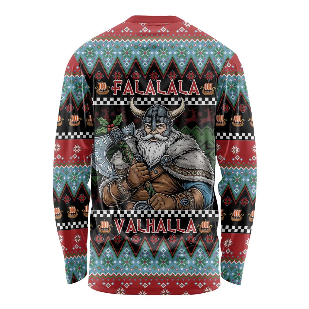 Vikings Christmas Long Sleeve Shirt Warrior Santa - Wonder Print Shop