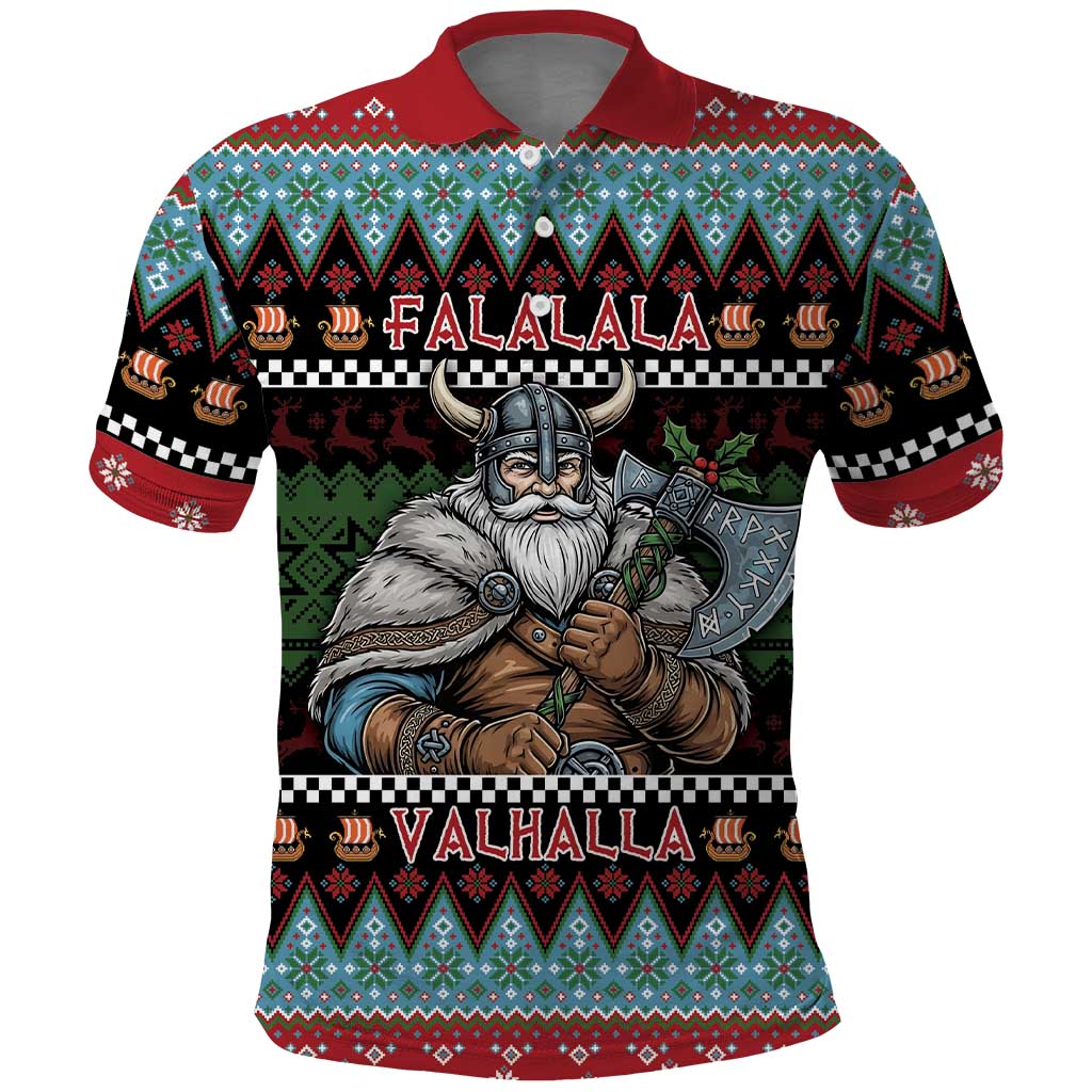 Vikings Christmas Polo Shirt Warrior Santa - Wonder Print Shop