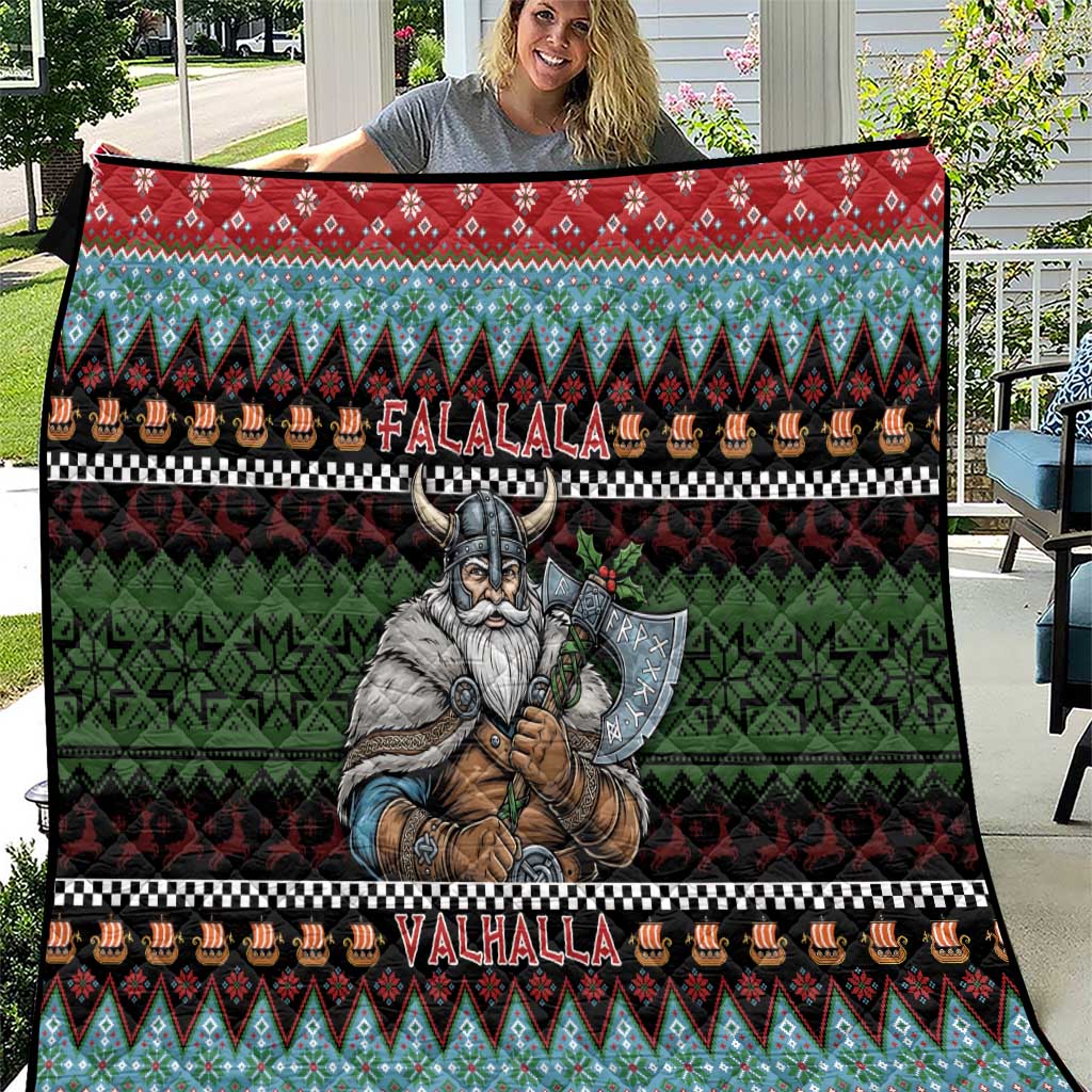 Vikings Christmas Quilt Warrior Santa - Wonder Print Shop