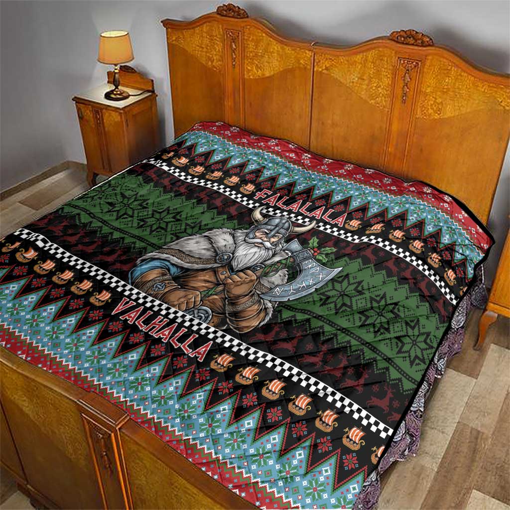 Vikings Christmas Quilt Warrior Santa - Wonder Print Shop