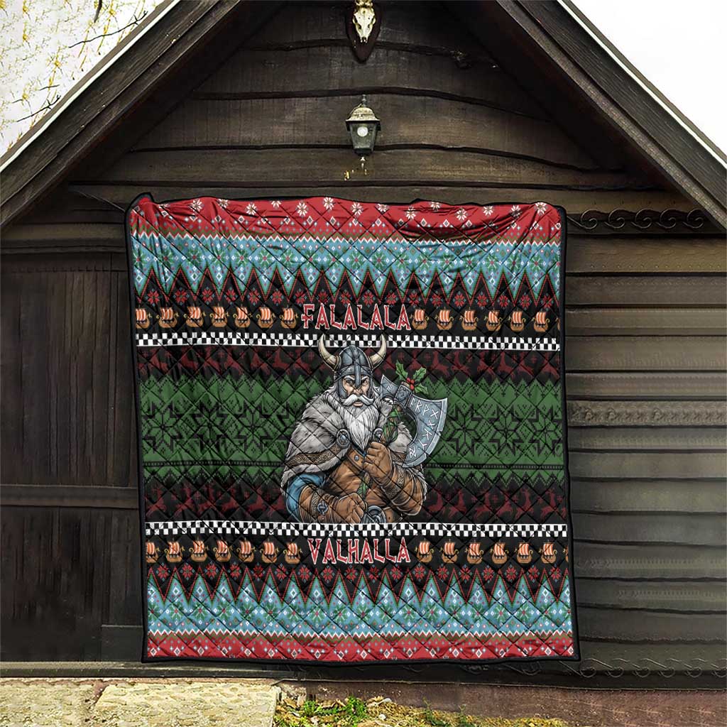 Vikings Christmas Quilt Warrior Santa - Wonder Print Shop