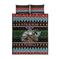 Vikings Christmas Quilt Bed Set Warrior Santa - Wonder Print Shop