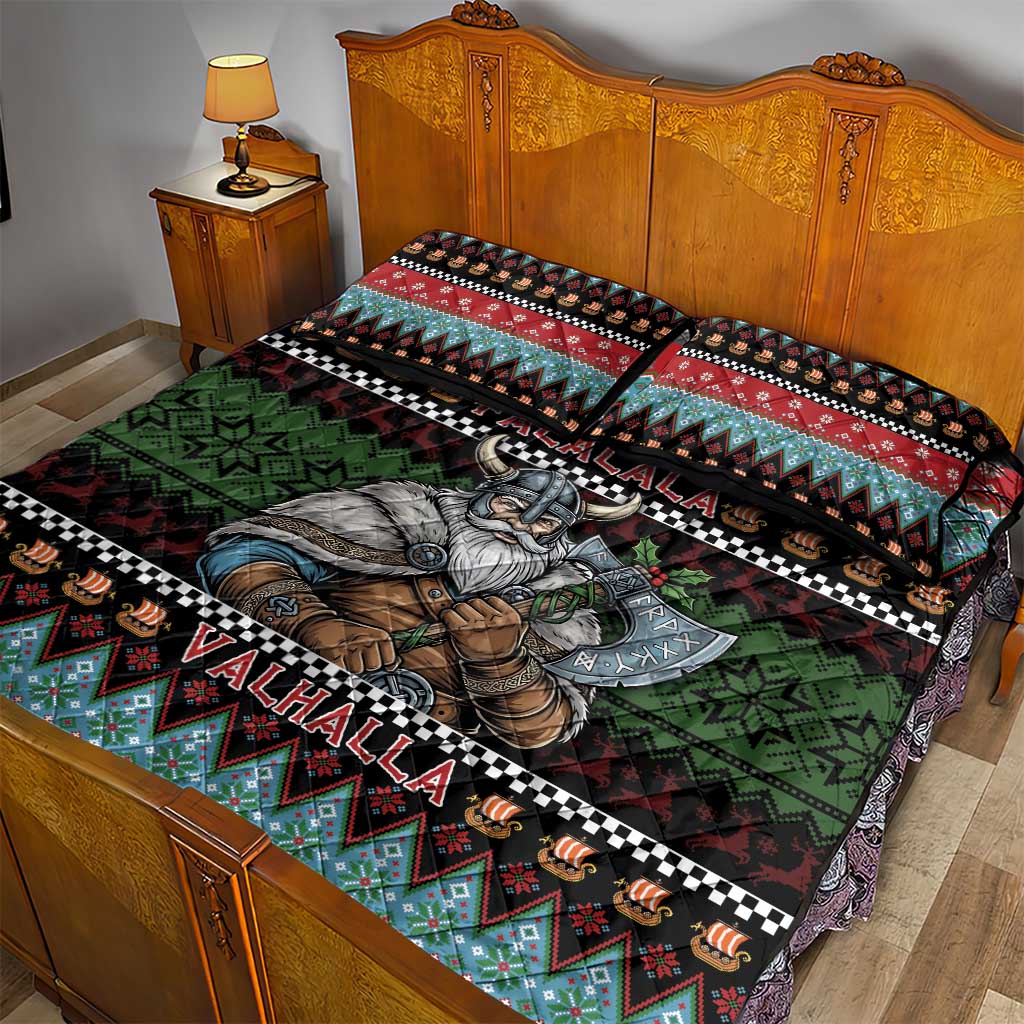 Vikings Christmas Quilt Bed Set Warrior Santa - Wonder Print Shop