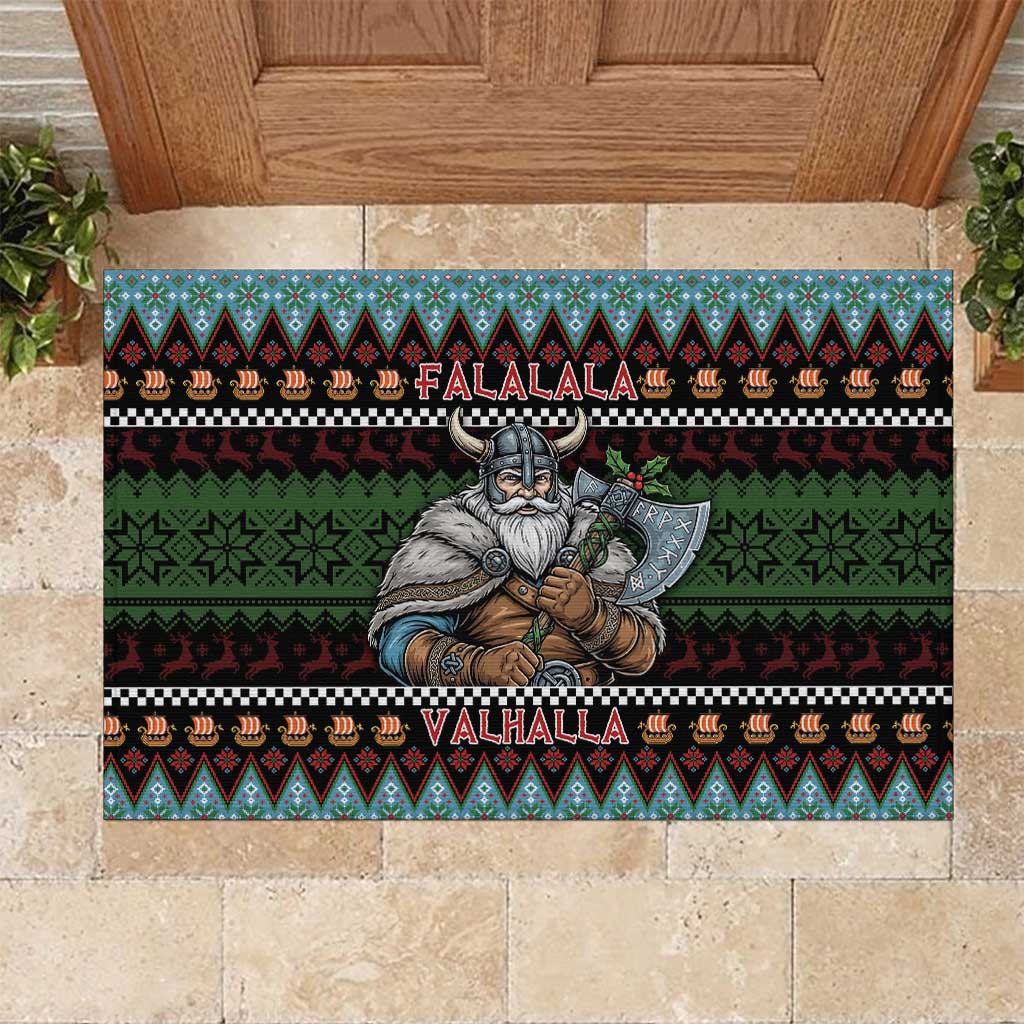 Vikings Christmas Rubber Doormat Warrior Santa - Wonder Print Shop