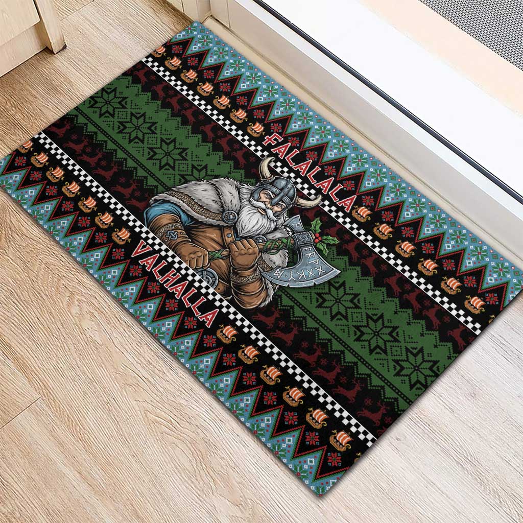 Vikings Christmas Rubber Doormat Warrior Santa - Wonder Print Shop