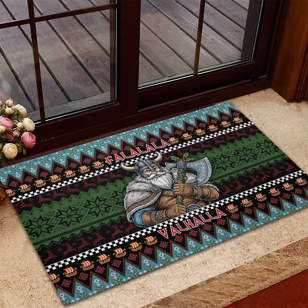 Vikings Christmas Rubber Doormat Warrior Santa - Wonder Print Shop