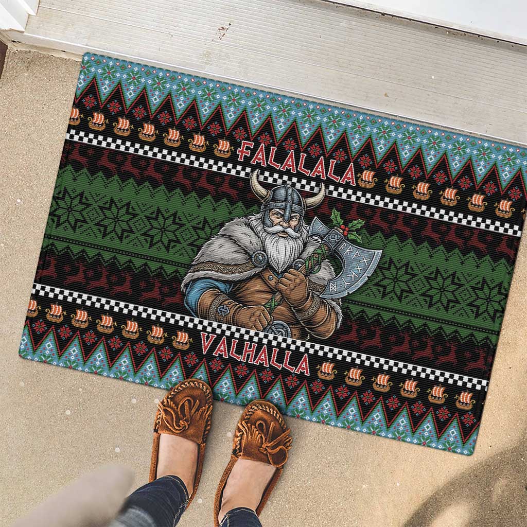 Vikings Christmas Rubber Doormat Warrior Santa - Wonder Print Shop