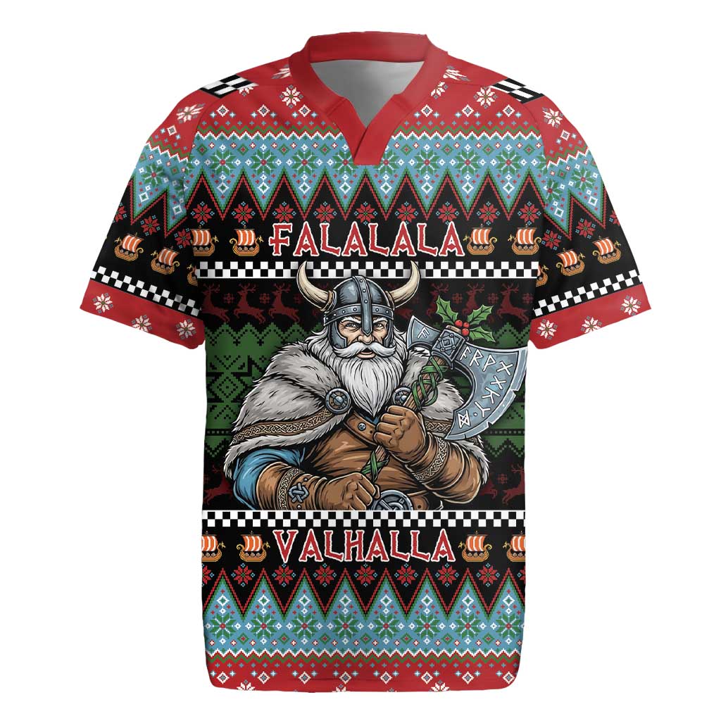 Vikings Christmas Rugby Jersey Warrior Santa - Wonder Print Shop