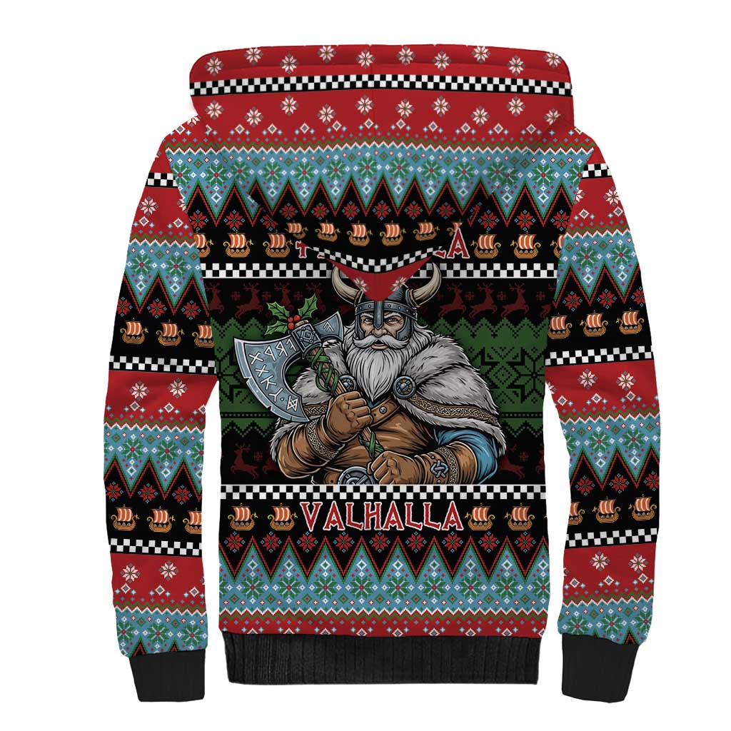 Vikings Christmas Sherpa Hoodie Warrior Santa - Wonder Print Shop