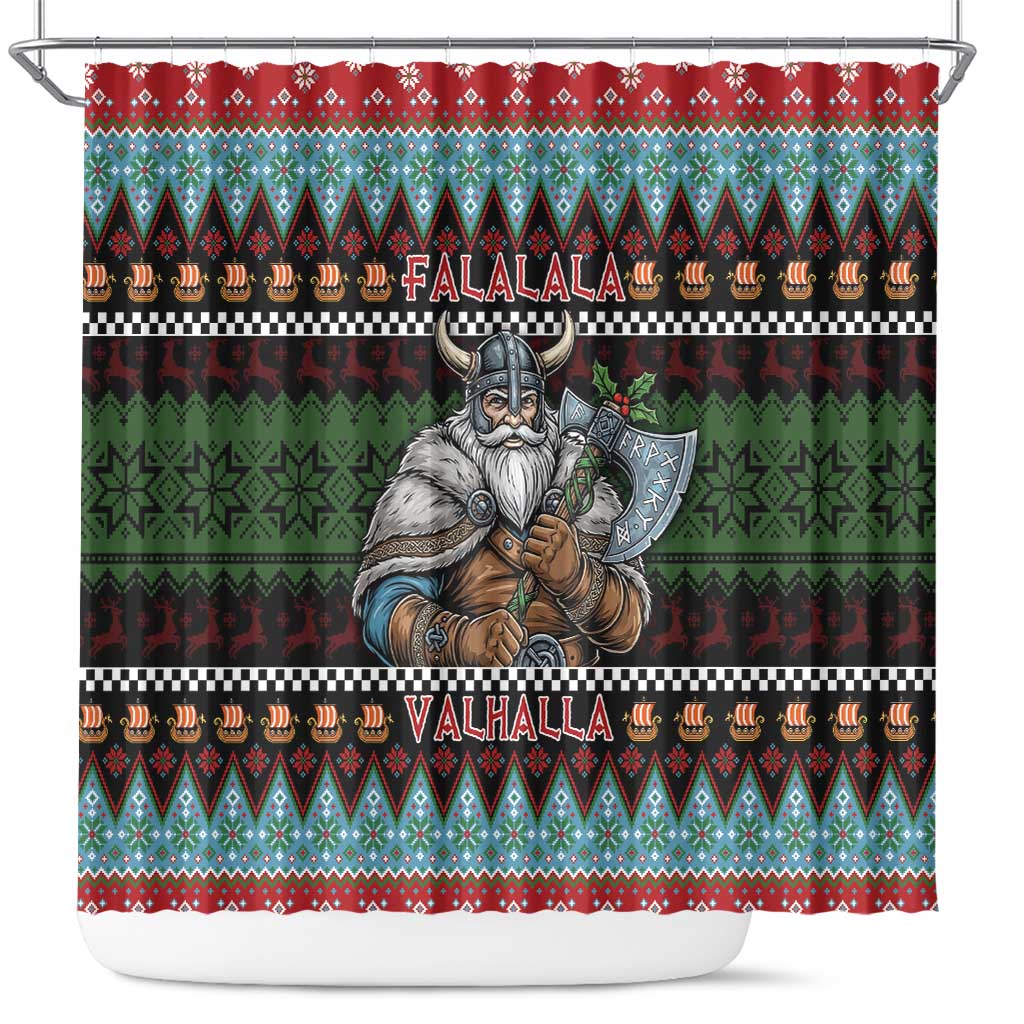 Vikings Christmas Shower Curtain Warrior Santa - Wonder Print Shop