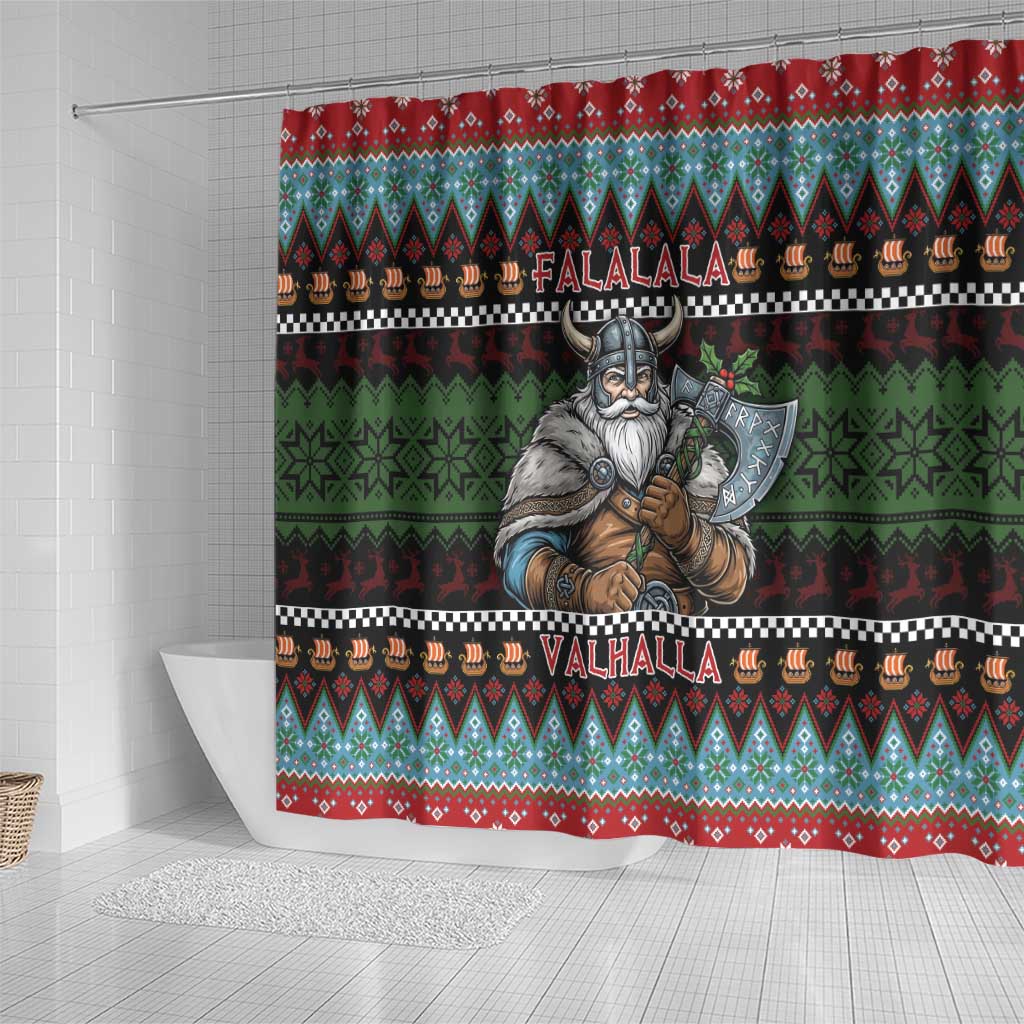 Vikings Christmas Shower Curtain Warrior Santa - Wonder Print Shop
