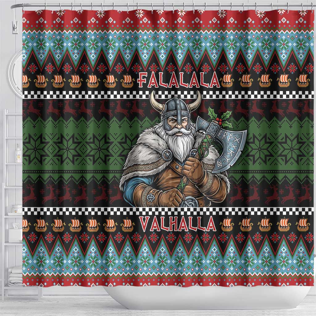 Vikings Christmas Shower Curtain Warrior Santa - Wonder Print Shop