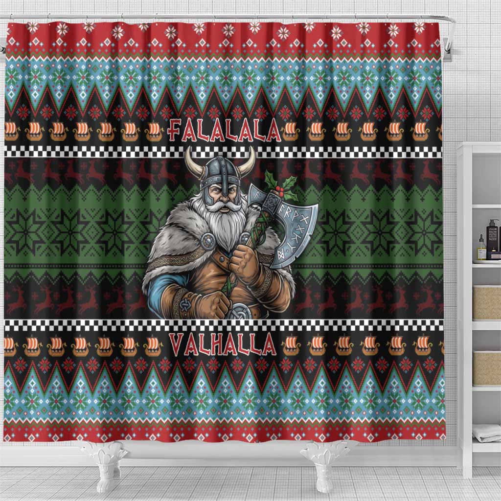 Vikings Christmas Shower Curtain Warrior Santa - Wonder Print Shop