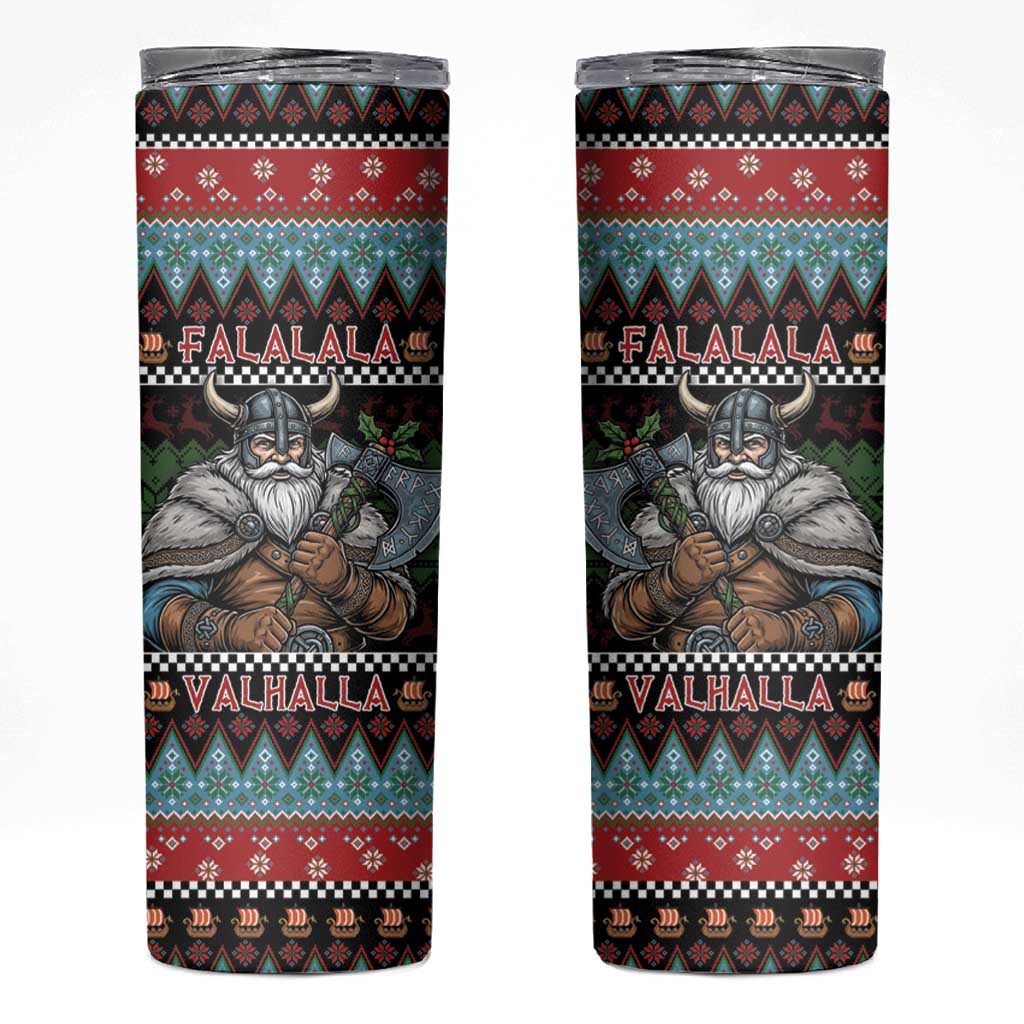 Vikings Christmas Skinny Tumbler Warrior Santa - Wonder Print Shop