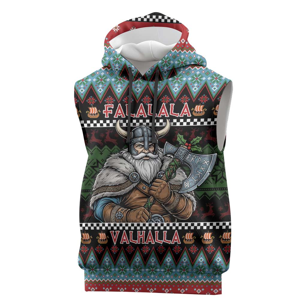 Vikings Christmas Sleeveless Hoodie Warrior Santa - Wonder Print Shop