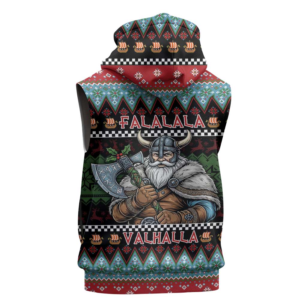 Vikings Christmas Sleeveless Hoodie Warrior Santa - Wonder Print Shop