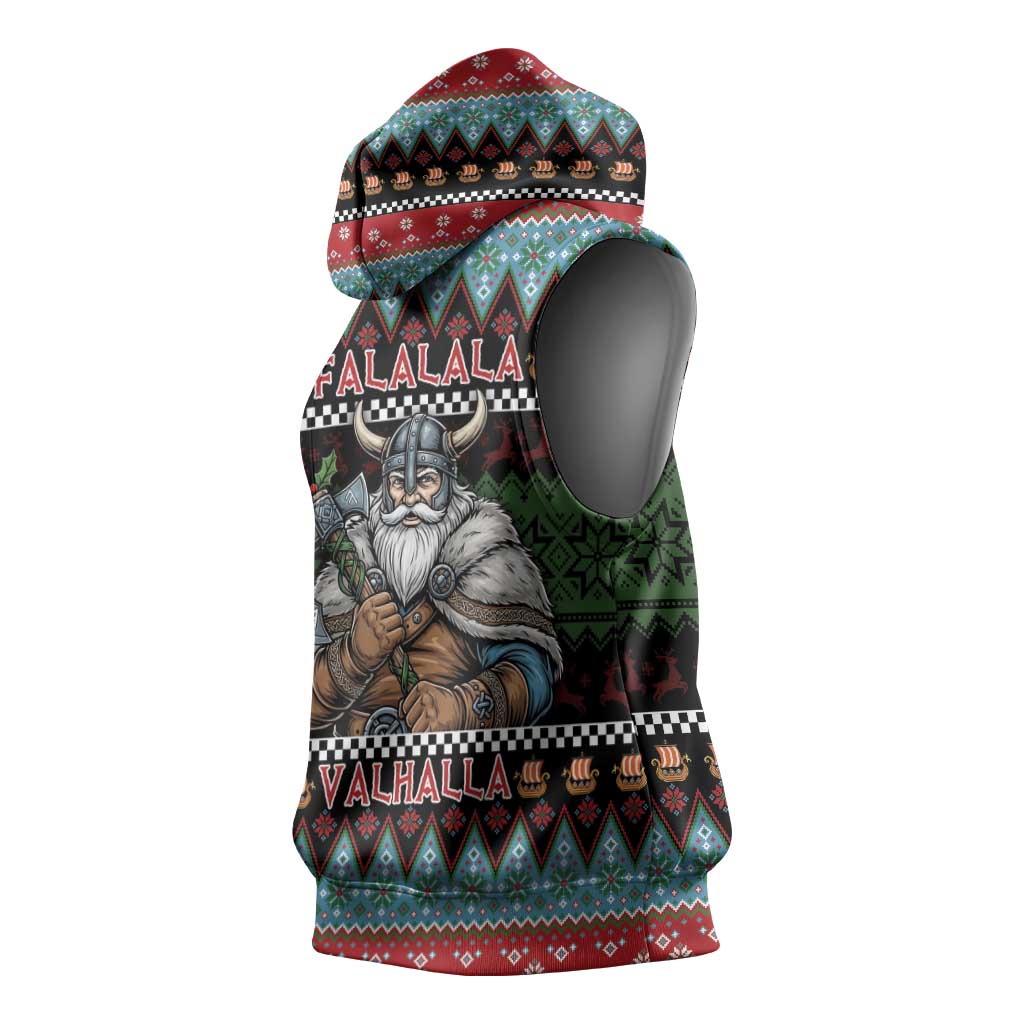 Vikings Christmas Sleeveless Hoodie Warrior Santa - Wonder Print Shop