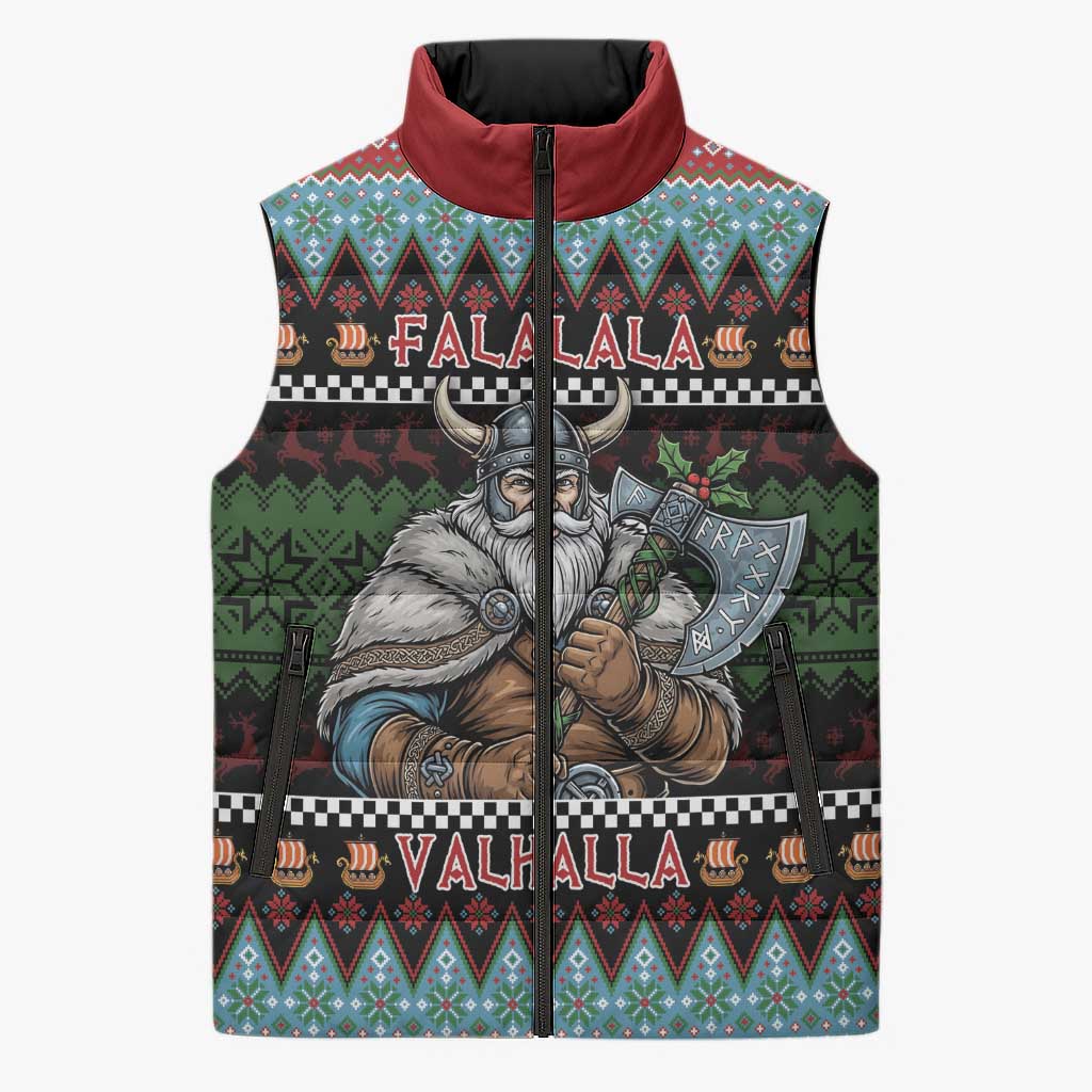 Vikings Christmas Sleeveless Puffer Jacket Warrior Santa - Wonder Print Shop