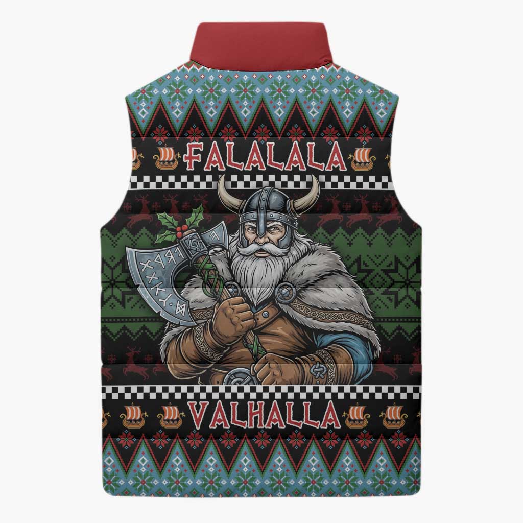 Vikings Christmas Sleeveless Puffer Jacket Warrior Santa - Wonder Print Shop
