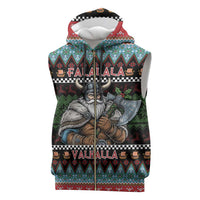 Vikings Christmas Sleeveless Zip Hoodie Warrior Santa - Wonder Print Shop