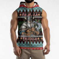 Vikings Christmas Sleeveless Zip Hoodie Warrior Santa - Wonder Print Shop