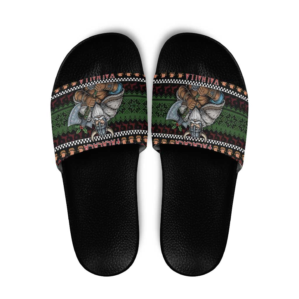 Vikings Christmas Slide Sandals Warrior Santa - Wonder Print Shop