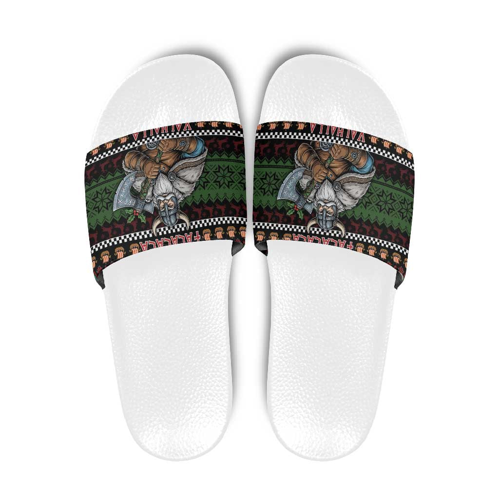 Vikings Christmas Slide Sandals Warrior Santa - Wonder Print Shop
