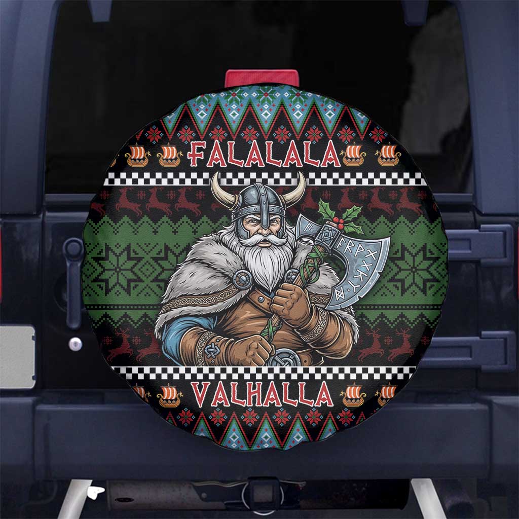 Vikings Christmas Spare Tire Cover Warrior Santa - Wonder Print Shop
