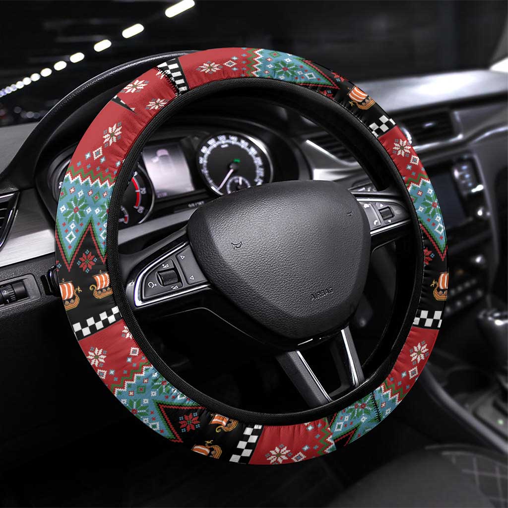 Vikings Christmas Steering Wheel Cover Warrior Santa - Wonder Print Shop