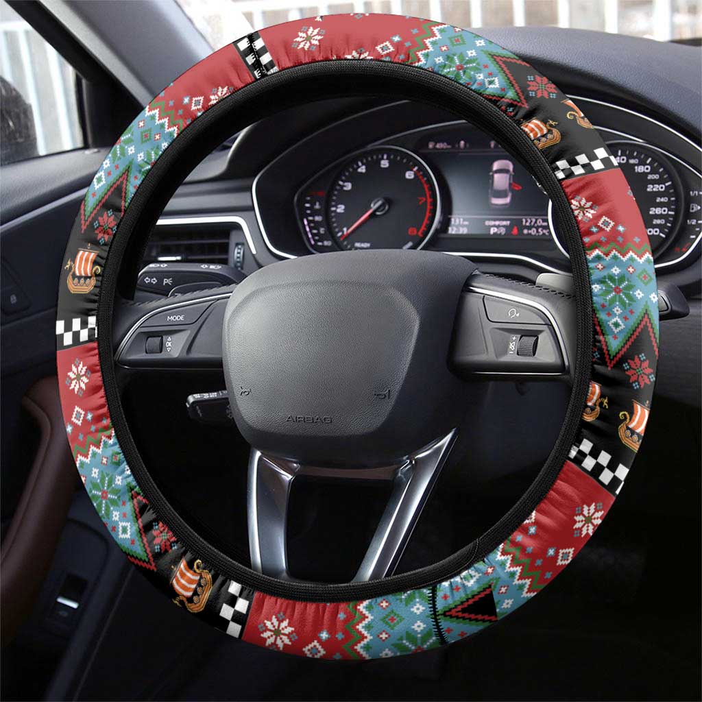 Vikings Christmas Steering Wheel Cover Warrior Santa - Wonder Print Shop