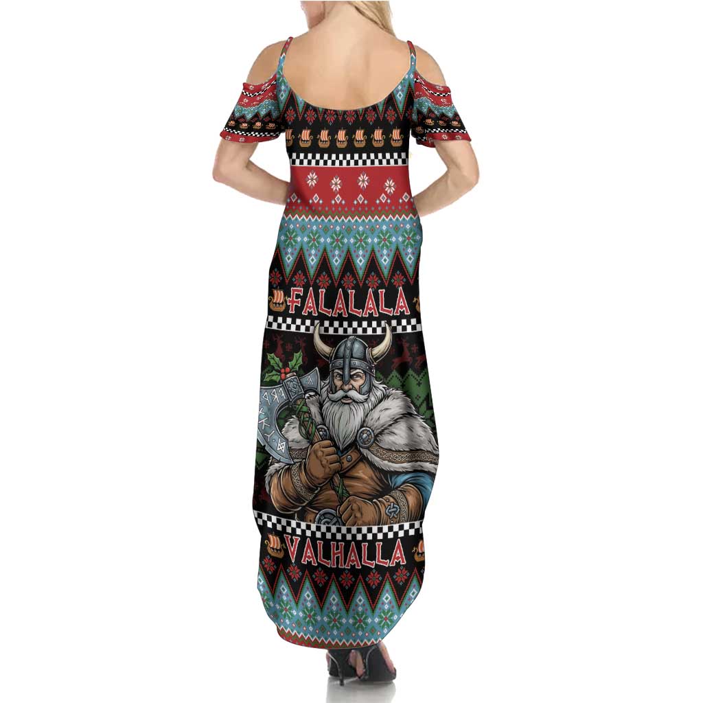 Vikings Christmas Summer Maxi Dress Warrior Santa - Wonder Print Shop