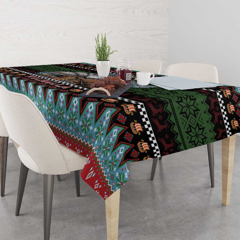 Vikings Christmas Tablecloth Warrior Santa - Wonder Print Shop
