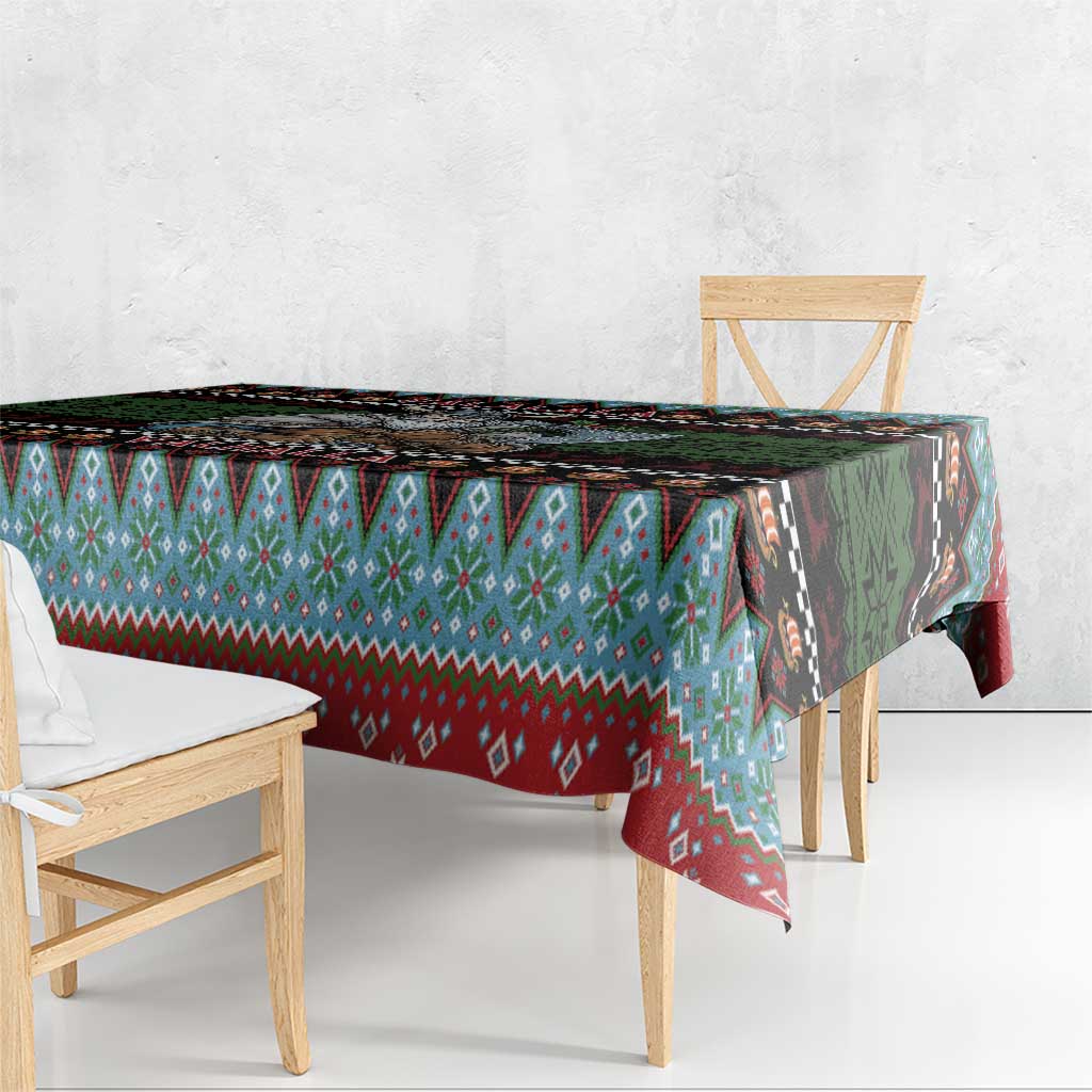 Vikings Christmas Tablecloth Warrior Santa - Wonder Print Shop