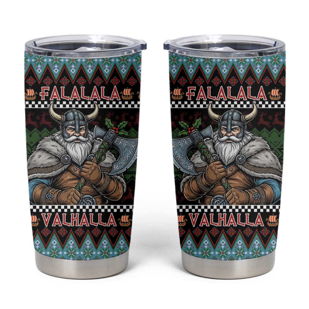 Vikings Christmas Tumbler Cup Warrior Santa - Wonder Print Shop
