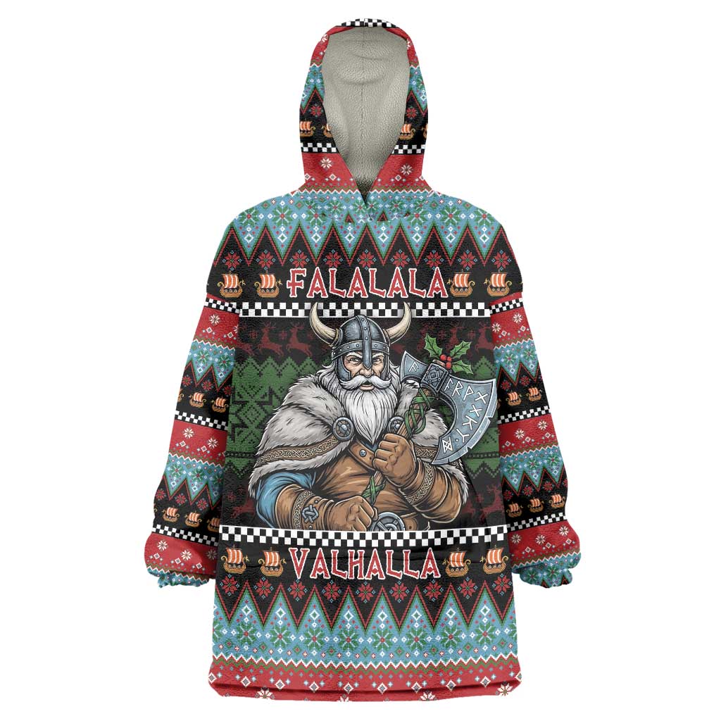 Vikings Christmas Wearable Blanket Hoodie Warrior Santa - Wonder Print Shop