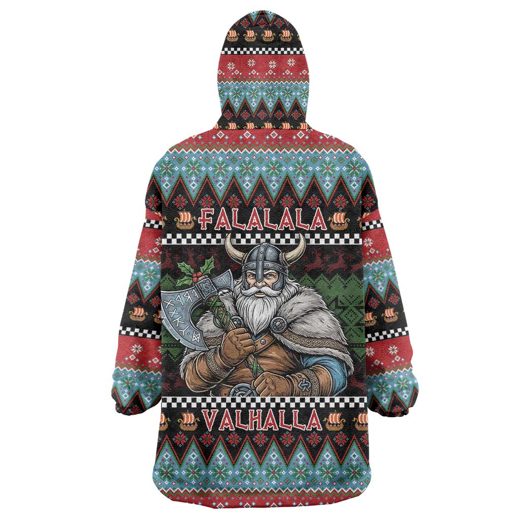 Vikings Christmas Wearable Blanket Hoodie Warrior Santa - Wonder Print Shop