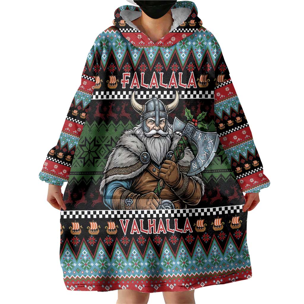 Vikings Christmas Wearable Blanket Hoodie Warrior Santa - Wonder Print Shop
