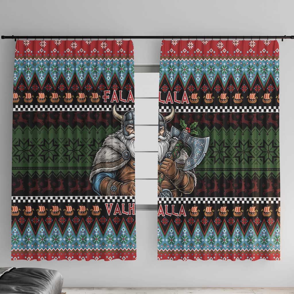 Vikings Christmas Window Curtain Warrior Santa - Wonder Print Shop