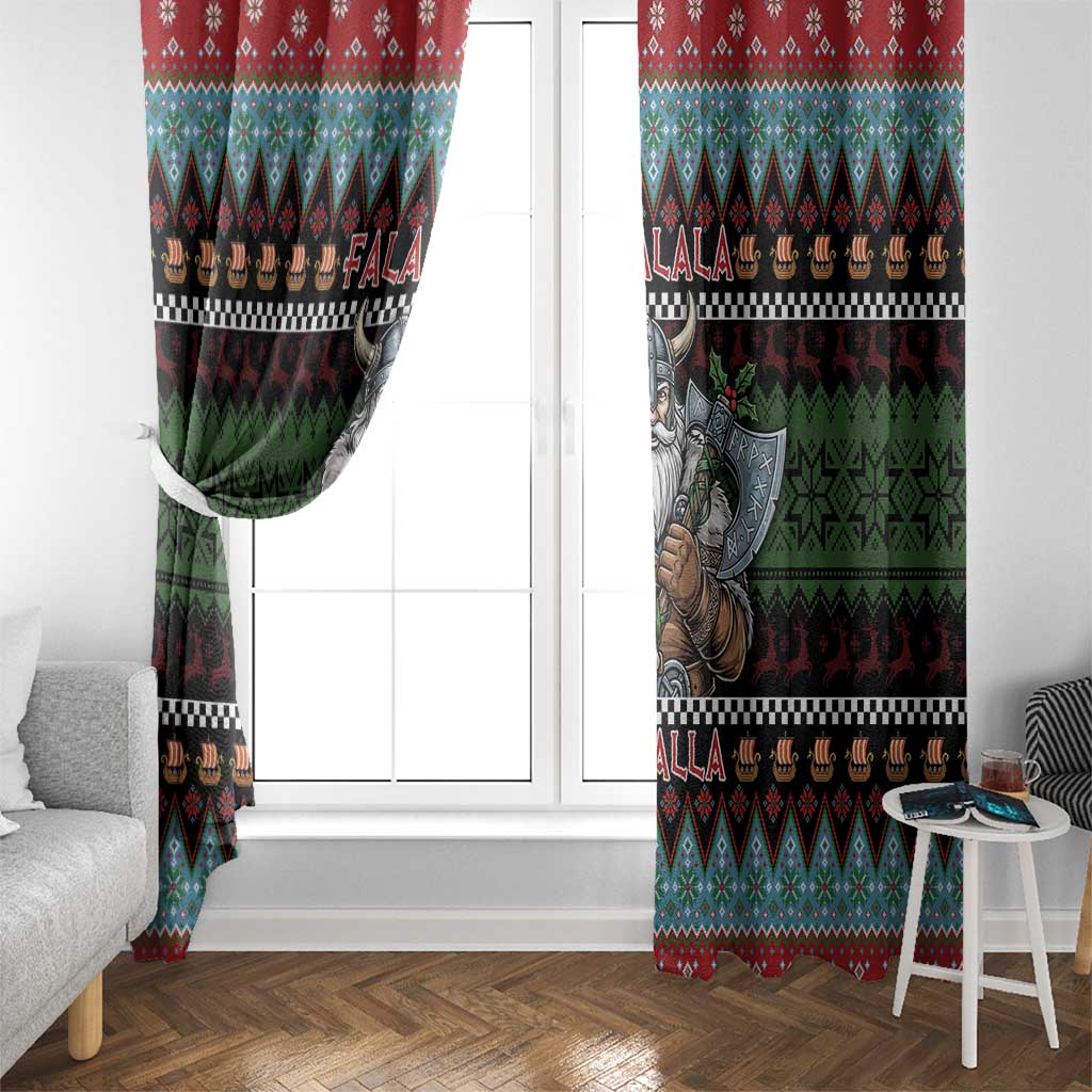 Vikings Christmas Window Curtain Warrior Santa - Wonder Print Shop