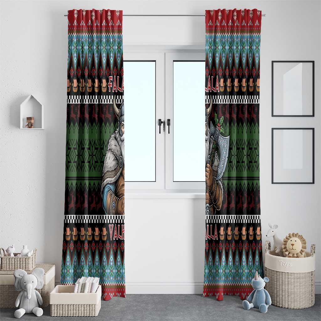 Vikings Christmas Window Curtain Warrior Santa - Wonder Print Shop