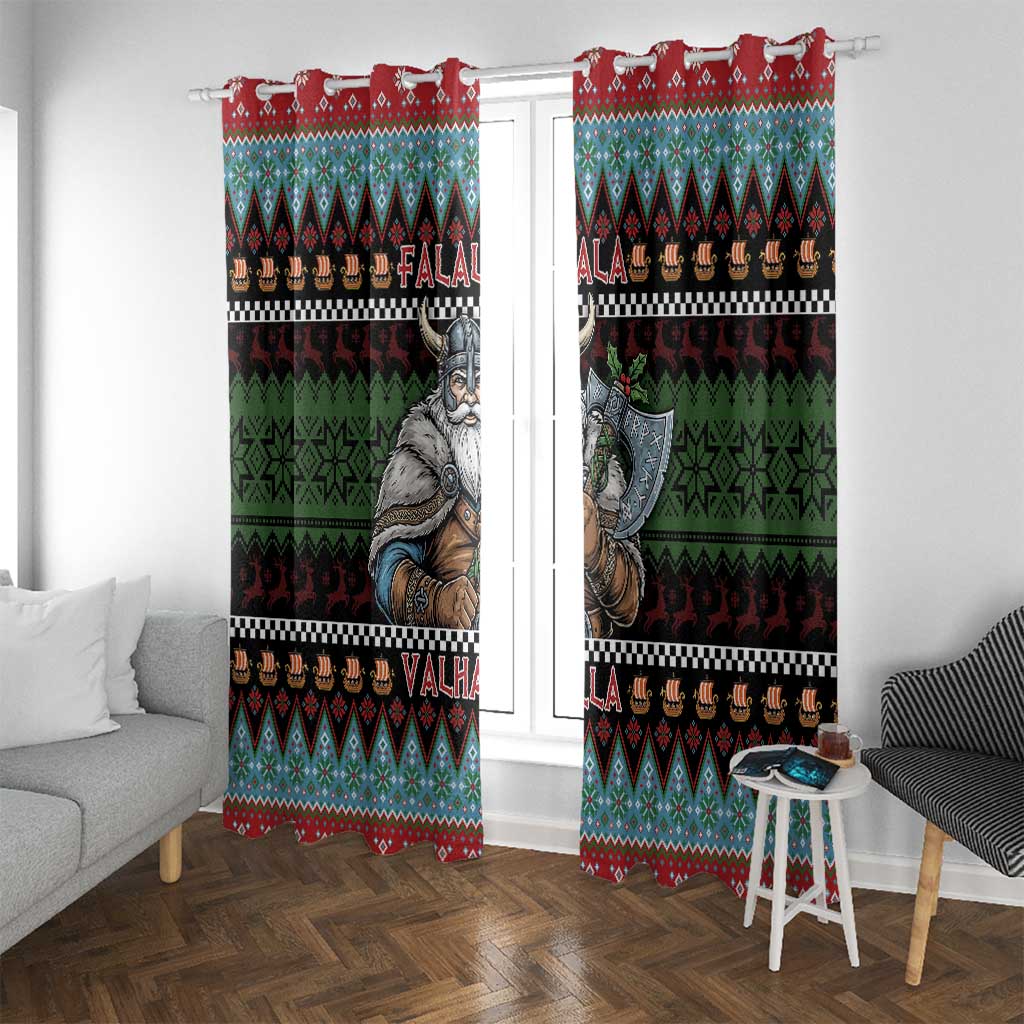 Vikings Christmas Window Curtain Warrior Santa - Wonder Print Shop