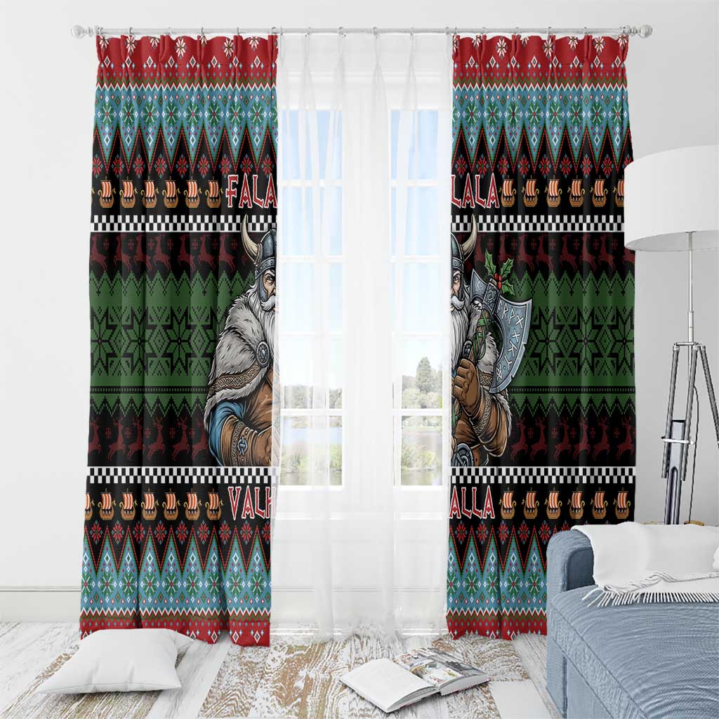 Vikings Christmas Window Curtain Warrior Santa - Wonder Print Shop