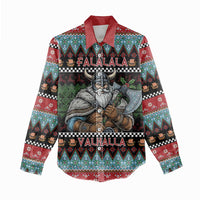 Vikings Christmas Women Casual Shirt Warrior Santa - Wonder Print Shop